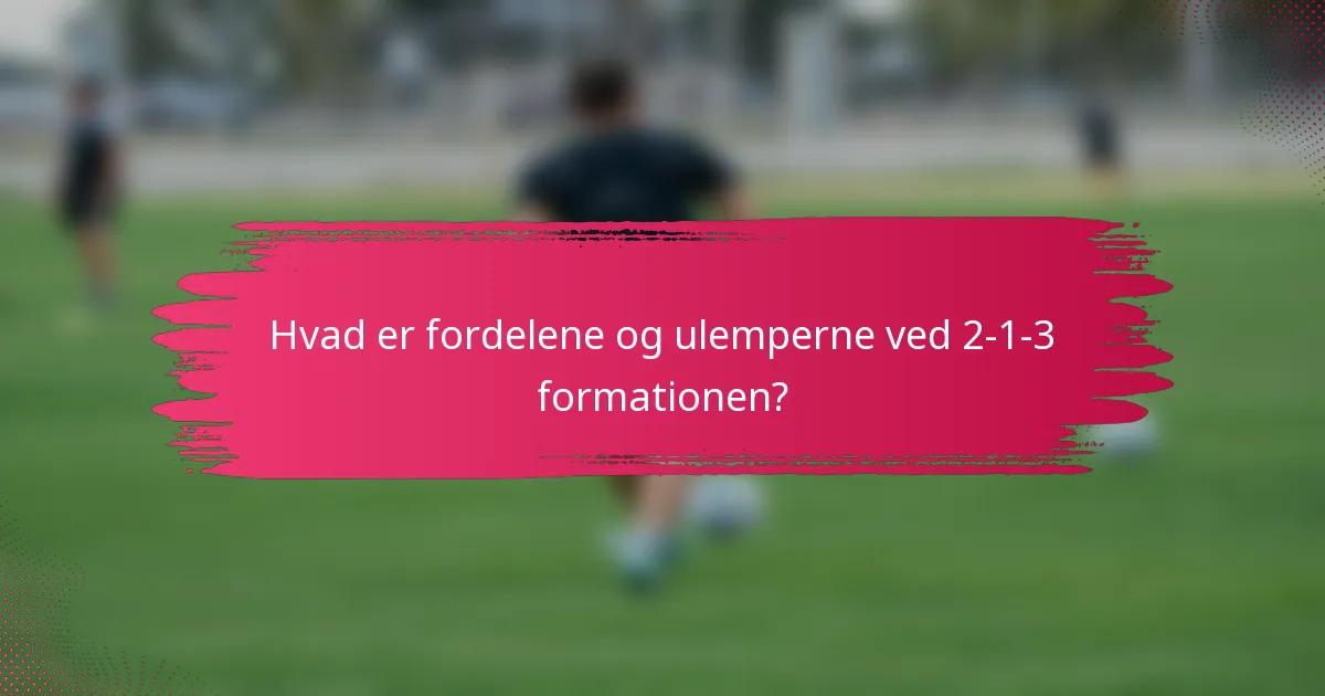 Hvad er fordelene og ulemperne ved 2-1-3 formationen?