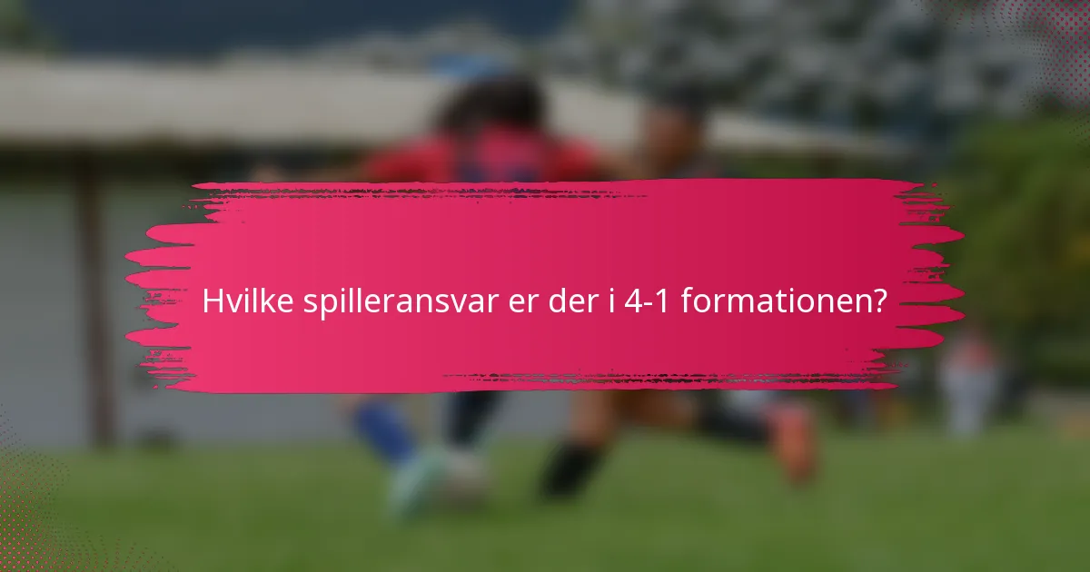 Hvilke spilleransvar er der i 4-1 formationen?