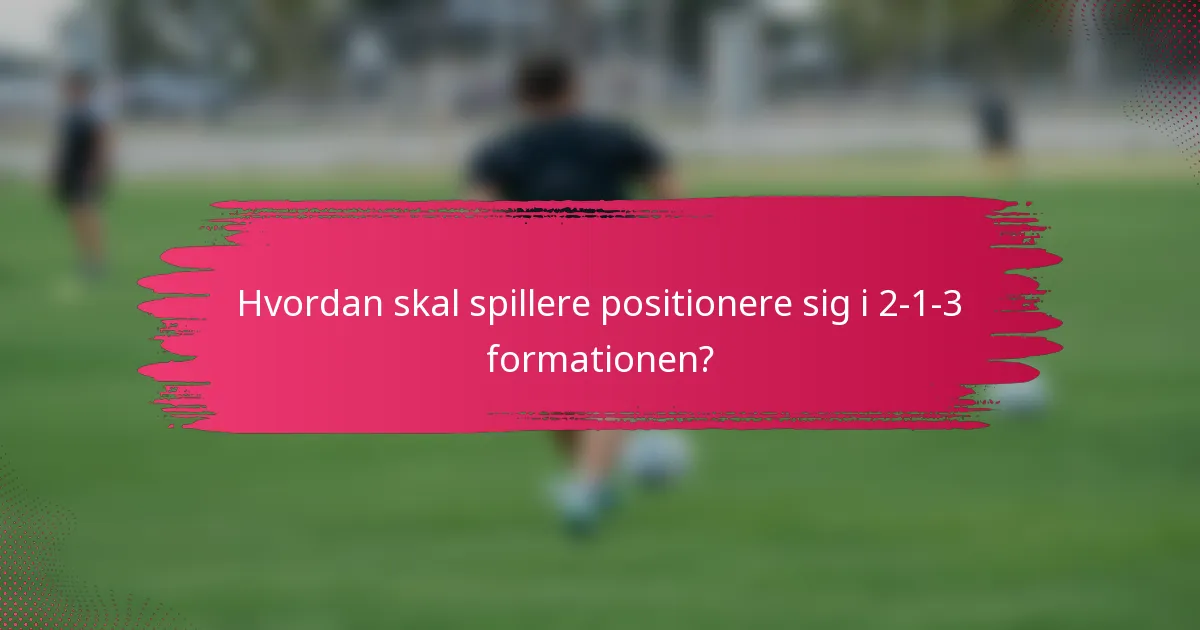 Hvordan skal spillere positionere sig i 2-1-3 formationen?
